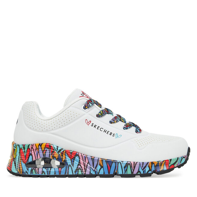 Sneakersy Skechers Skechers Uno - Ravaged Love 177918/WMLT Biały - kobiece