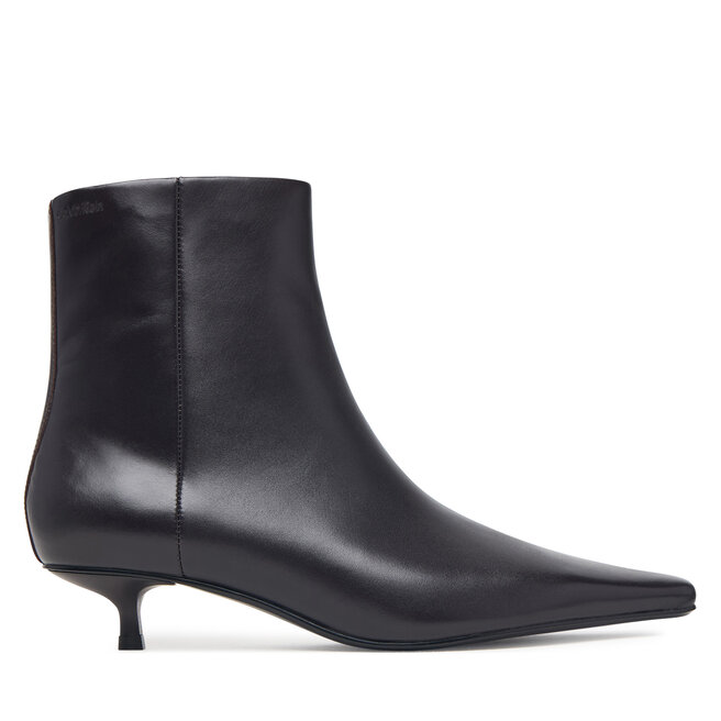 Botki Calvin Klein Kitten Heel Ankle Boot Lth HW0HW03165 Brązowy ciemny - kobiece