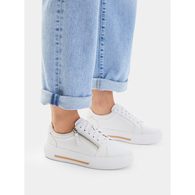 Sneakersy Clarks Hollyrose Zip 26185917 Biały - kobiece