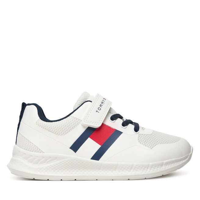 Sneakersy Tommy Hilfiger Flag Low Cut Lace-Up/Velcro T1X9-34369-1843 S Biały - chłopięce