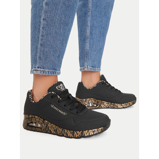 Sneakersy Skechers Uno 155506/BKRG Czarny - kobiece
