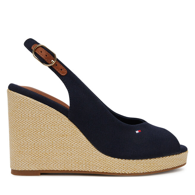 Espadryle Tommy Hilfiger Flag High Wedge Espad Slingback FW0FW08597 Granatowy - kobiece
