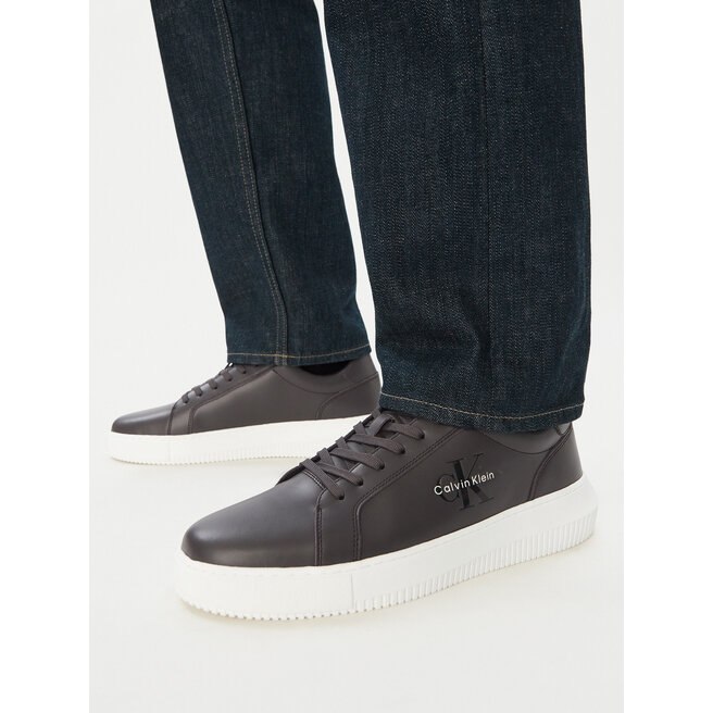 Sneakersy Calvin Klein Chunky Cupsole Mono Lth YM0YM01317 Brązowy - męskie
