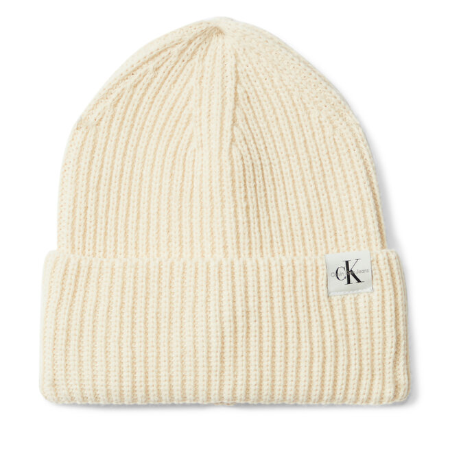 Czapka Calvin Klein Jeans Monogram Rib Beanie IU0IU00440 Écru -