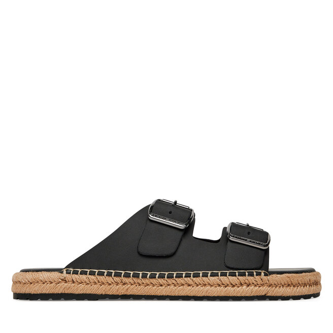 Espadryle Tommy Hilfiger Flex Jutte Hilfiger Lth Sandal FM0FM05646 Czarny - męskie