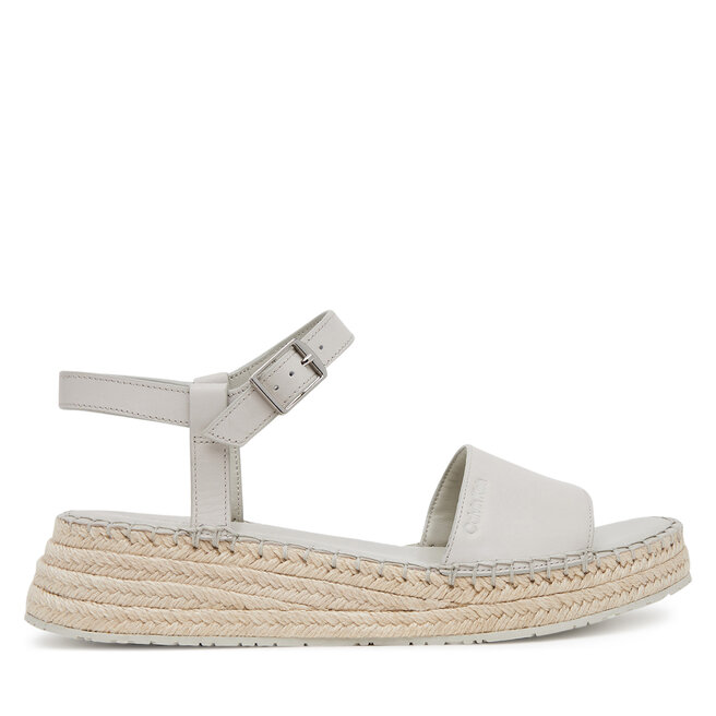 Espadryle Calvin Klein Wedge Rope Sandal Lth HW0HW02546 Biały - kobiece