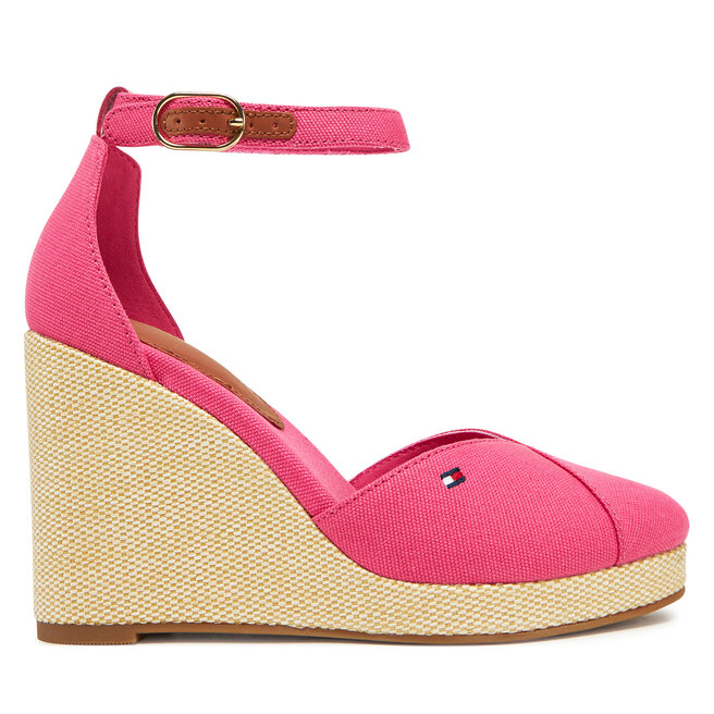 Półbuty Tommy Hilfiger Flag High Wedge Espad Closed Toe FW0FW08494 Różowy - kobiece