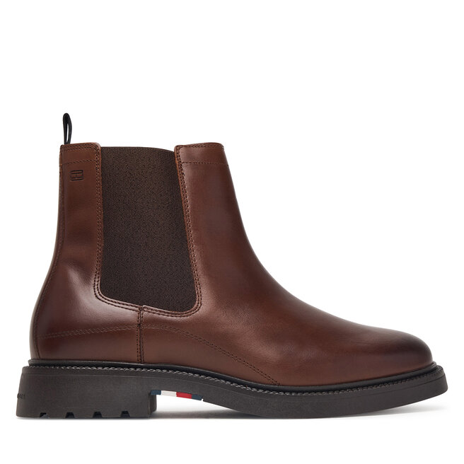 Sztyblety Tommy Hilfiger Corporate Casual Lth Chelsea FM0FM05966 Brązowy - męskie