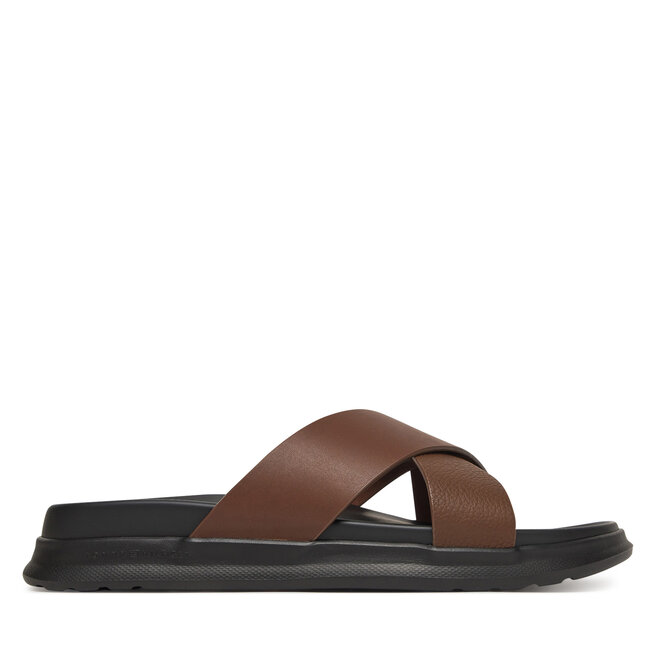 Klapki Tommy Hilfiger D Density Hilfiger Lth Cc Sand FM0FM05358 Brązowy -
