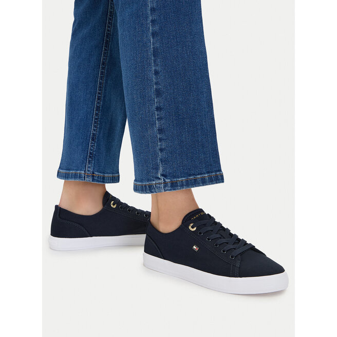 Sneakersy Tommy Hilfiger Th Foxing Sneaker Canvas FW0FW09170 Granatowy - kobiece