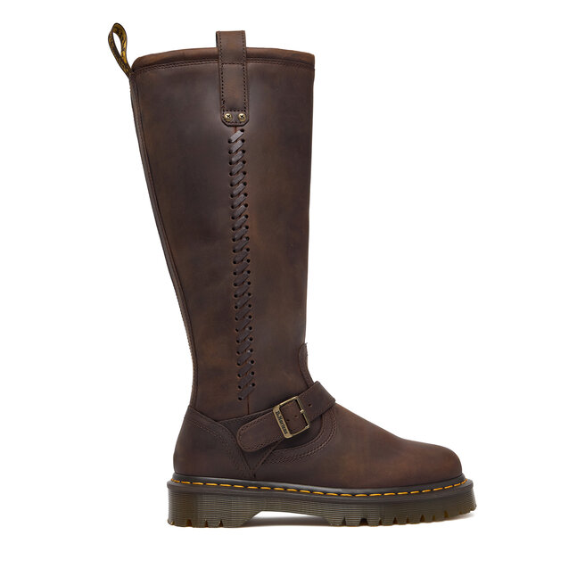 Kozaki Dr. Martens ANISTONE KNEE HIGH CRAZY HORSE DM41871200 Brązowy - kobiece