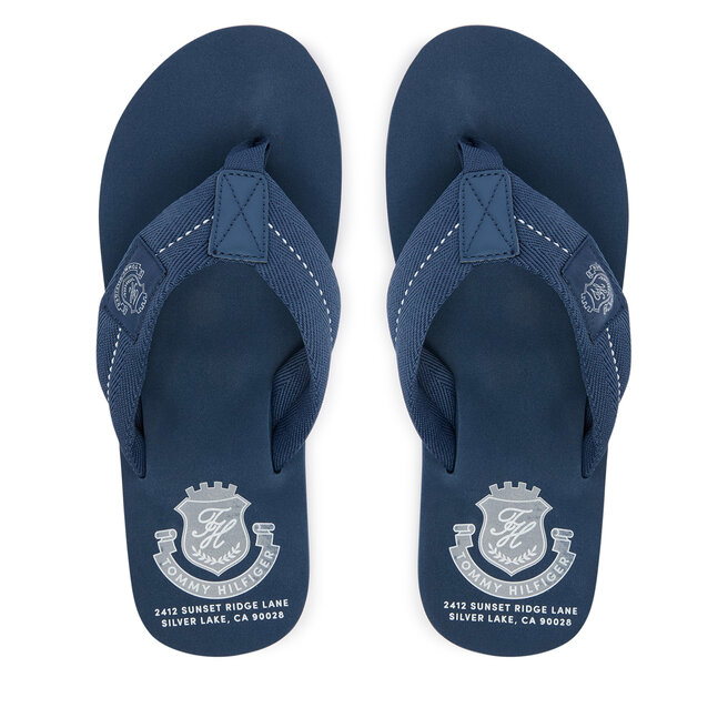 Japonki Tommy Hilfiger Patch Hilfiger Beach Sandal FM0FM05804 Niebieski -