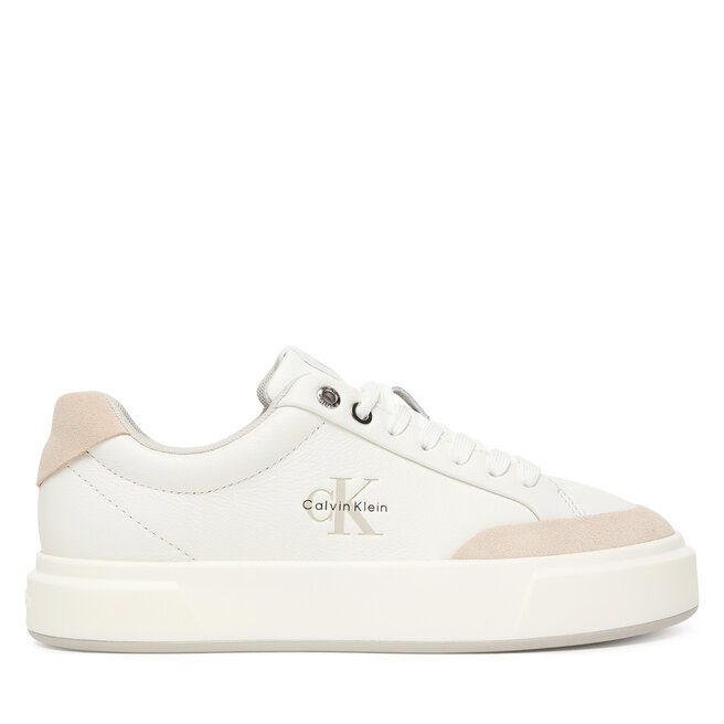 Sneakersy Calvin Klein Basket Cupsole Laceup Lth Mix YW0YW02023 Biały - kobiece