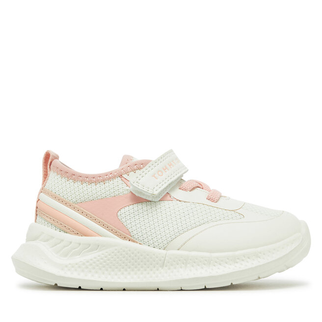 Sneakersy Tommy Hilfiger Low Cut Lace-Up/Velcro Sneaker T1A9-33755-1697 M Biały - dziewczęce