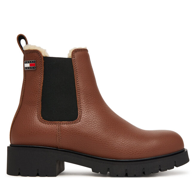 Sztyblety Tommy Jeans Tjw Cleated Chelsea Boots Wl EN0EN03102 Brązowy - kobiece