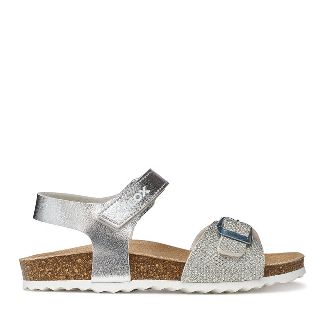Sandały Geox J Adriel Girl J028MC 0BNEW C1007 S Srebrny - dziewczęce
