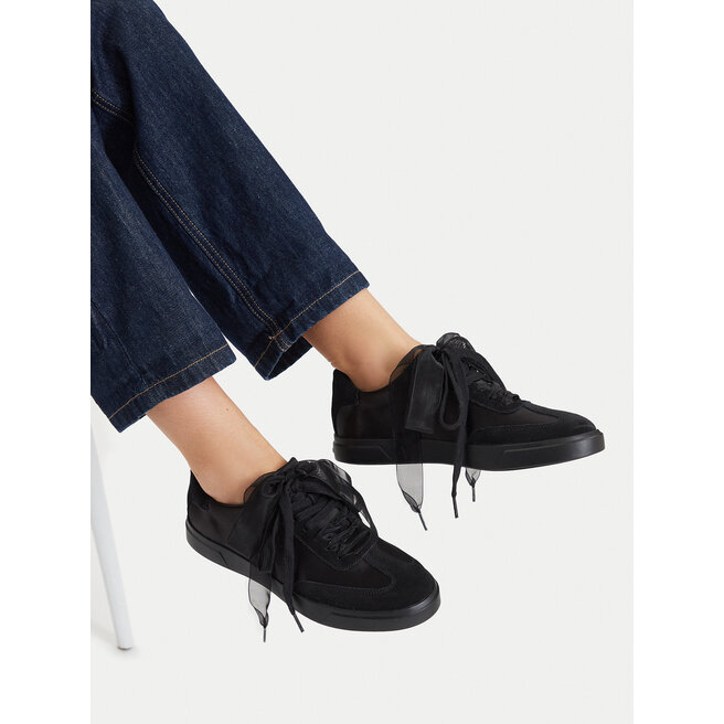 Sneakersy Calvin Klein Low Pro Cupsole Wt Satin Mix HW0HW03288 Czarny - kobiece