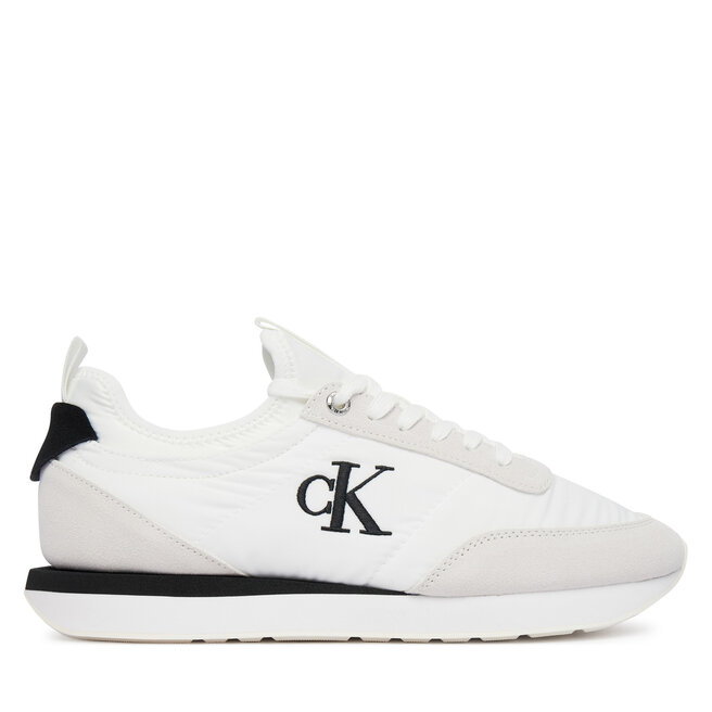 Sneakersy Calvin Klein Retro Runner Lace Up Sock YW0YW02060 Biały - kobiece