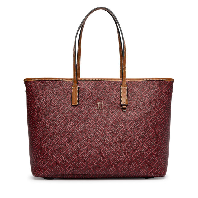 Torebka Tommy Hilfiger Th Monoplay Tote Le AW0AW17416 Czerwony ciemny -