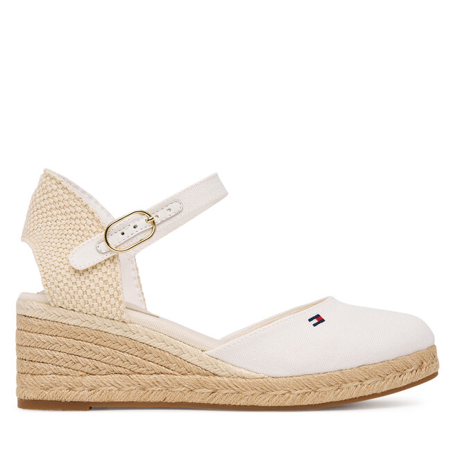 Espadryle Tommy Hilfiger Mid Wedge Espad Closed Toe FW0FW09233 Écru - kobiece