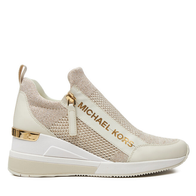 Sneakersy MICHAEL Michael Kors Wills Metallic Stretch Knit Trainer 43S3WIFS4D Beżowy - kobiece