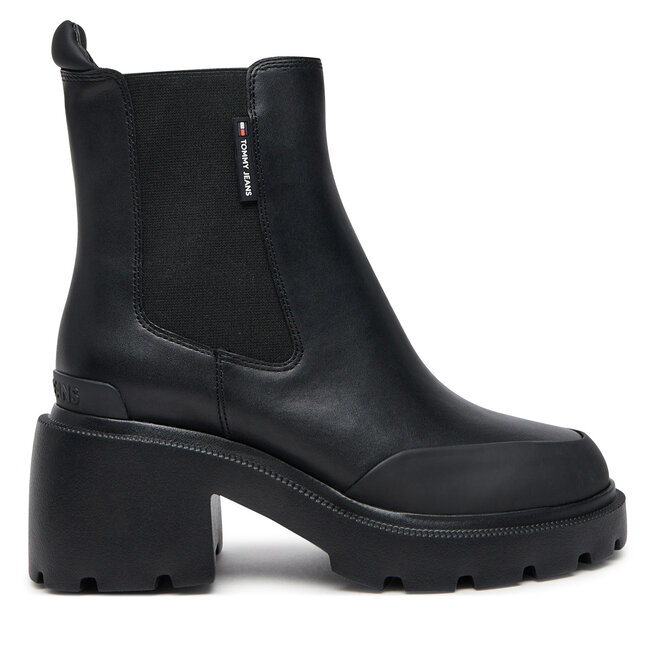 Botki Tommy Jeans Tjw Mid Heel Chelsea Boot EN0EN02681 Czarny - kobiece