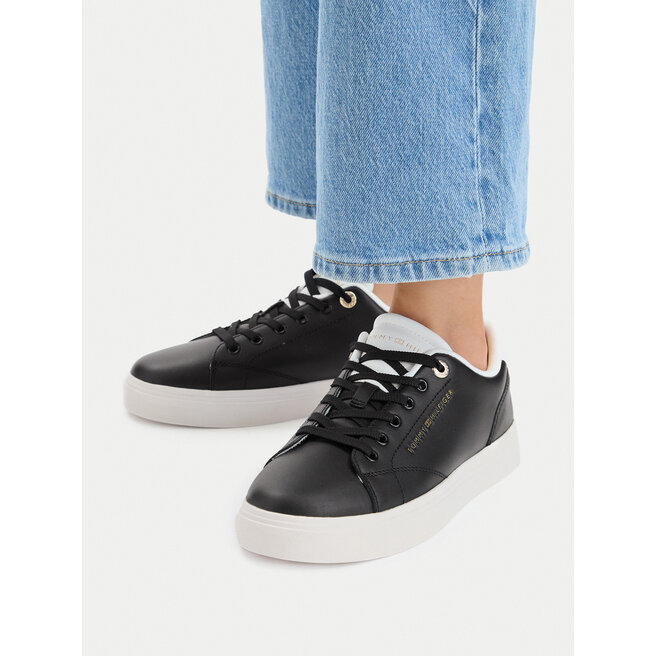 Sneakersy Tommy Hilfiger Th Feminine Cupsole Leather FW0FW09105 Czarny - kobiece