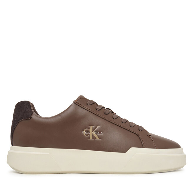 Sneakersy Calvin Klein Chunky Cupsole Laceup Croc Bt HM0HM02298 Brązowy ciemny - męskie