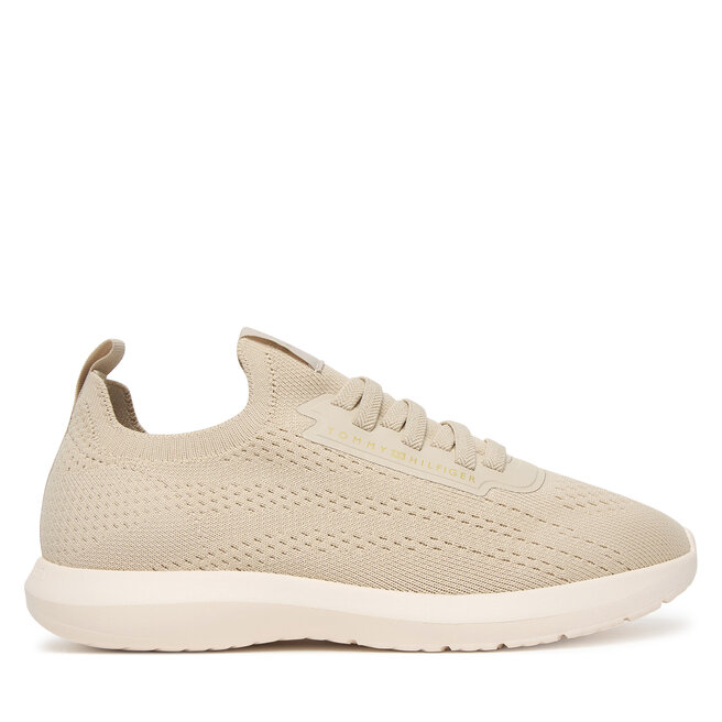 Sneakersy Tommy Hilfiger Th Knit Extralight Runner FW0FW09112 Beżowy - kobiece