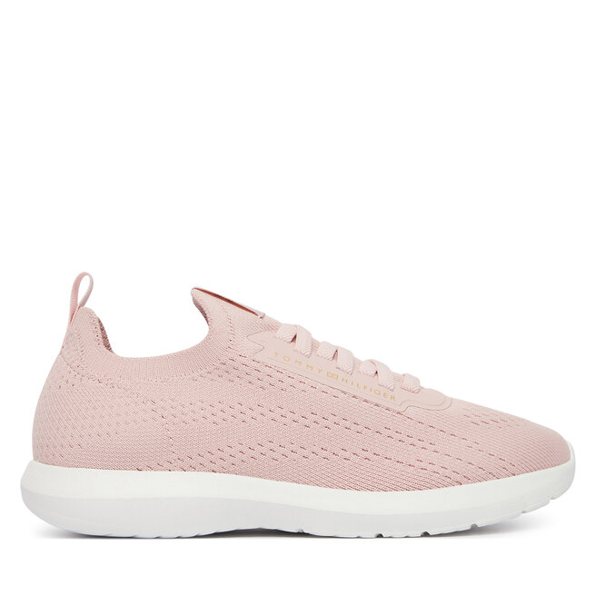 Sneakersy Tommy Hilfiger Th Knit Extralight Runner FW0FW09112 Beżowy jasny - kobiece
