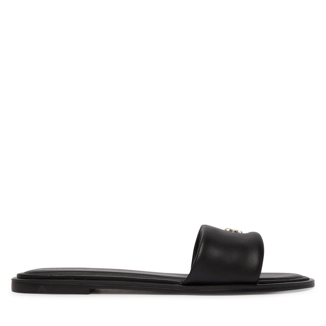 Klapki Calvin Klein Round Flat Sndl Lth Bar Hw 2 HW0HW02925 Czarny -