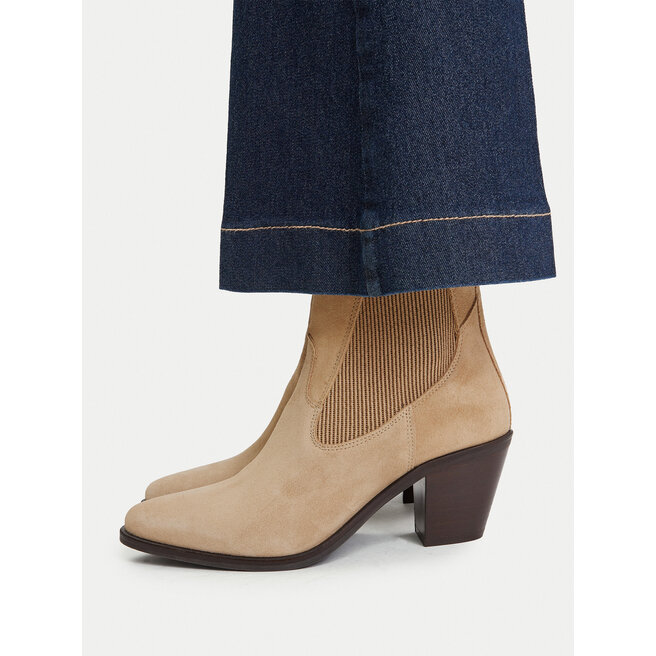 Botki Tommy Hilfiger Suede Western Chelsea Boot FW0FW09581 Beżowy - kobiece