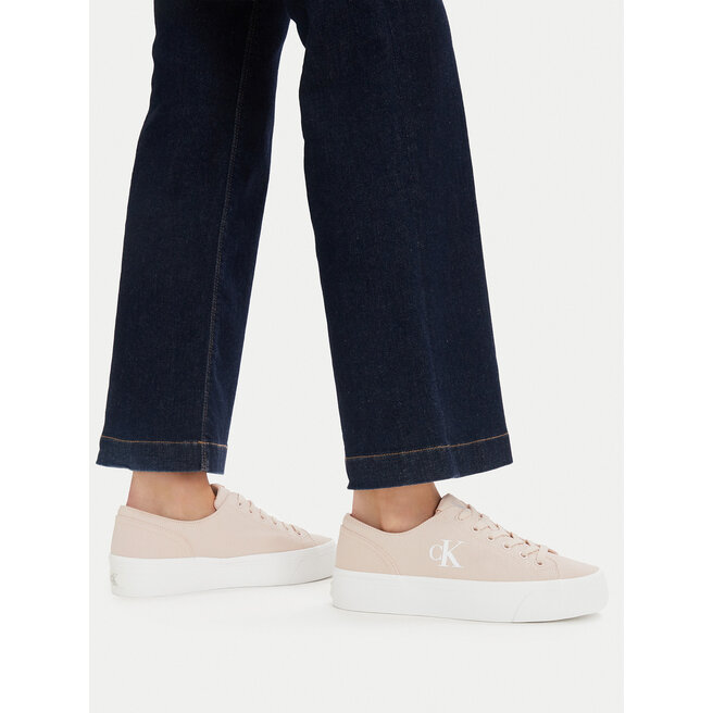 Sneakersy Calvin Klein Jeans Vulc Flatform Low Canvas Mg YW0YW01763 Różowy - kobiece
