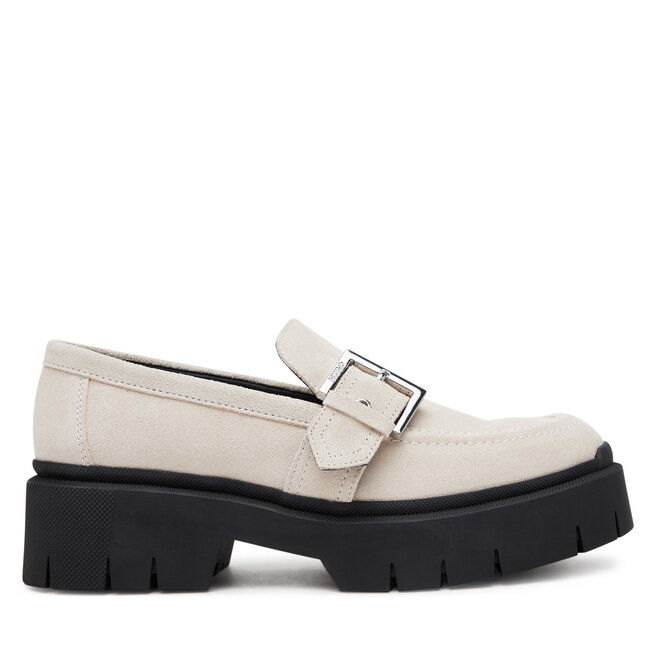 Loafersy HUGO 50541731 Écru - kobiece