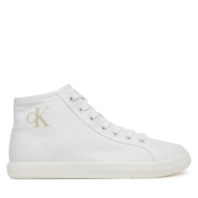 Sneakersy Calvin Klein Jeans Ess Vulc Mid Cv Mg Wn YW0YW01761 Biały - kobiece