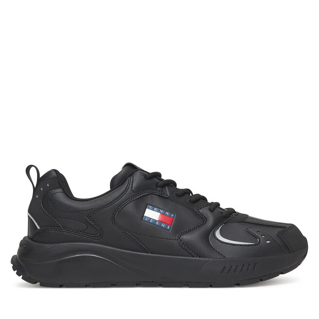 Sneakersy Tommy Jeans Tjm Runner Leather EM0EM01621 Czarny - męskie