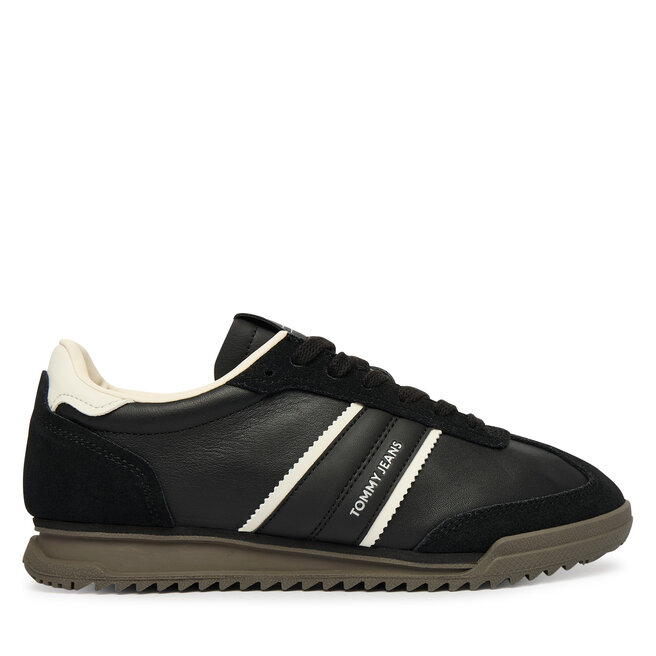 Sneakersy Tommy Jeans Tjw Low Profile Runner Lthr Mix EN0EN03001 Czarny - kobiece