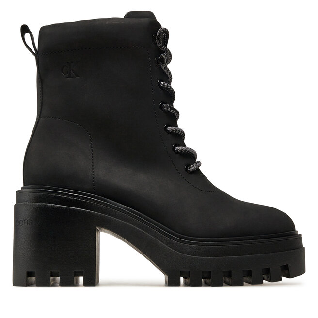 Trzewiki Calvin Klein Jeans Chunky Heeled Zip Boot Lth YW0YW01548 Czarny - kobiece