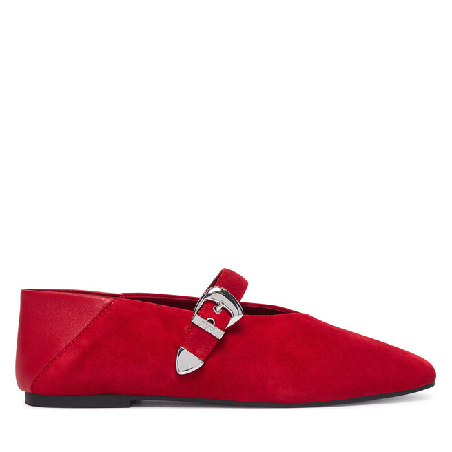 Baleriny Tommy Jeans Tjw Ballerina Suede EN0EN03067 Czerwony -