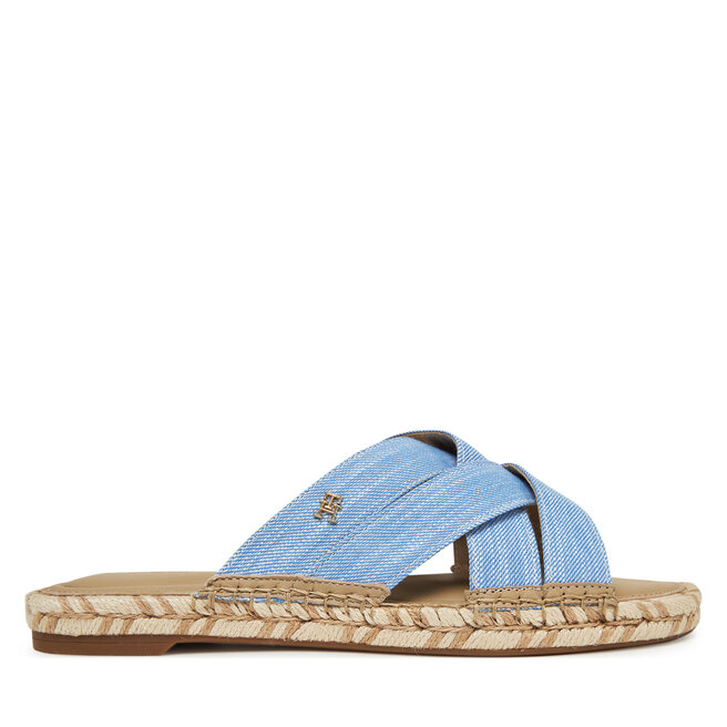 Espadryle Tommy Hilfiger Chambray Espadrille Mule FW0FW08501 Niebieski - kobiece