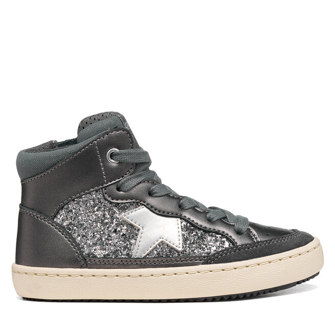 Sneakersy Geox J Kalispera Girl J664GB 0NFEW C9002 S Srebrny ciemny - dziewczęce