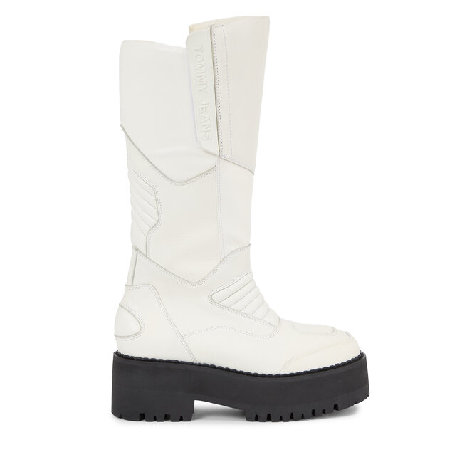Kozaki Tommy Jeans Tjw Long Shaft Biker Boot EN0EN02376 Biały - kobiece