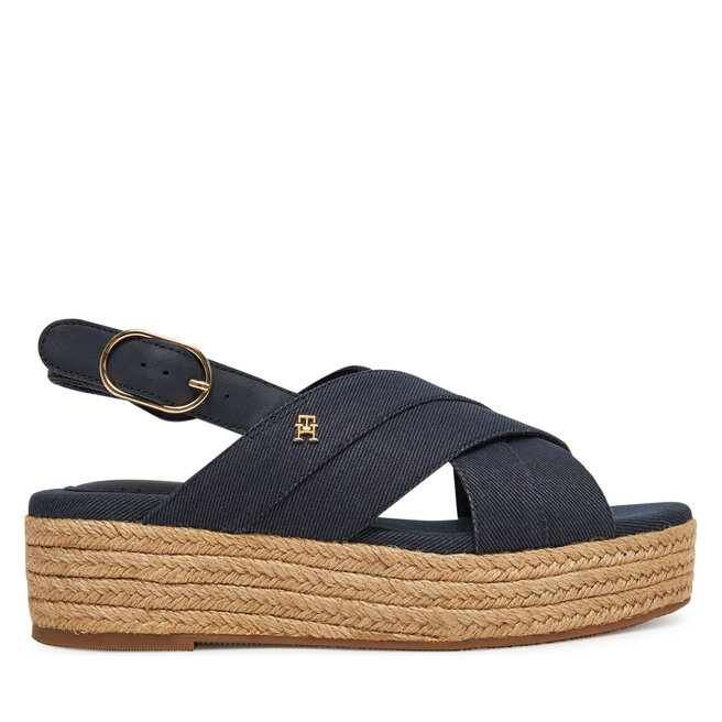 Espadryle Tommy Hilfiger Denim Espadrille Platform Sandal FW0FW08669 Granatowy - kobiece