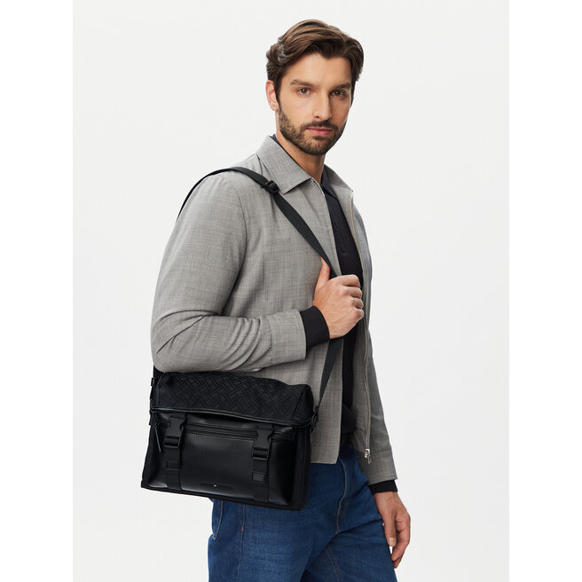 Saszetka Tommy Hilfiger Th Nylon Jacquard Satchel AM0AM14404 Czarny -