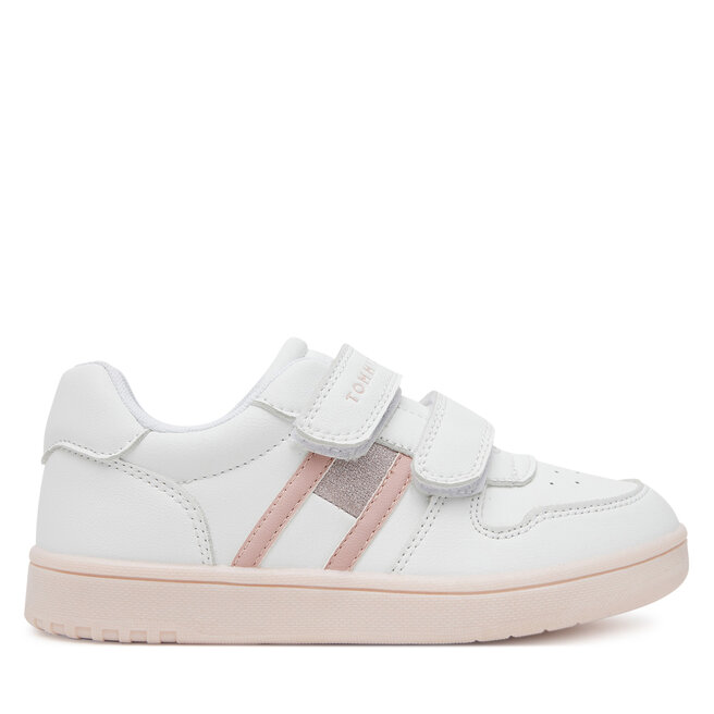 Sneakersy Tommy Hilfiger Flag Low Cut Velcro Sneaker T1A9-33730-1439 S Biały - dziewczęce