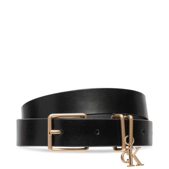 Pasek Calvin Klein Logo Charm Belt LV04F7086G Czarny -