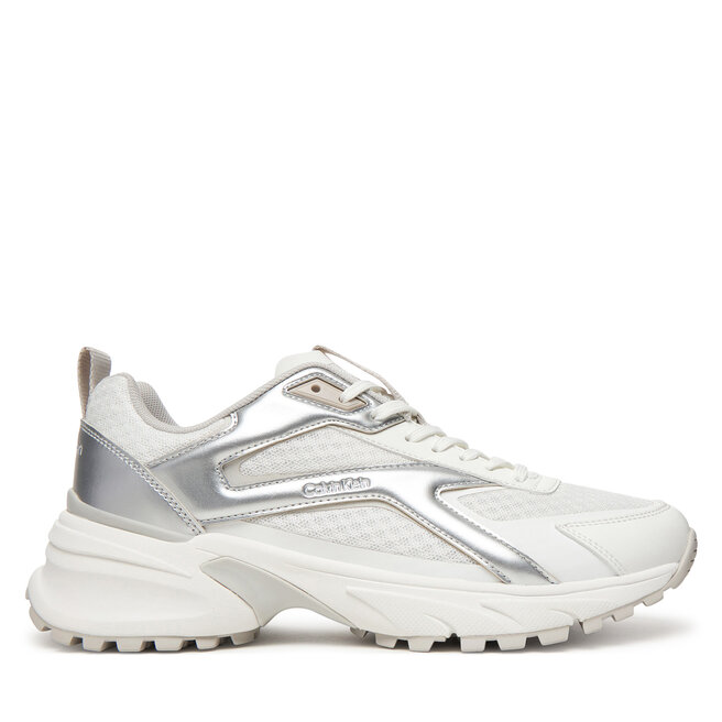 Sneakersy Calvin Klein Hike Run Ckstripe Mesh Met HW0HW03140 Biały - kobiece