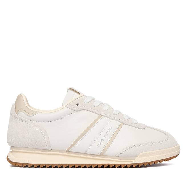 Sneakersy Tommy Jeans Tjw Low Profile Runner Lthr Mix EN0EN03001 Écru - kobiece