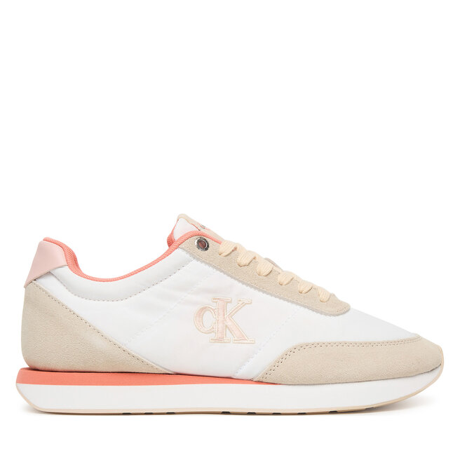 Sneakersy Calvin Klein Retro Runner Lace Up YW0YW01990 Biały - kobiece