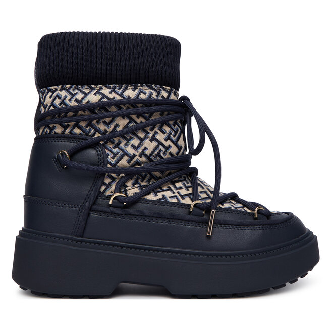 Śniegowce Tommy Hilfiger Monogram Water Resist Snow Boot FW0FW09491 Granatowy - kobiece